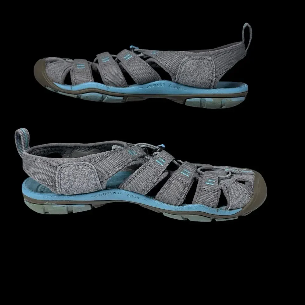 Keen Clearwater CNX Women’s Sz 9 Gray Blue Waterproof Hiking Sport Sandals READ